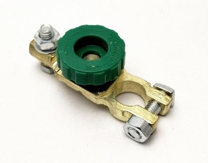 Клема АКБ латунь (-) із вимикачем маси під болт зелена гайка BALANSA BN-04334