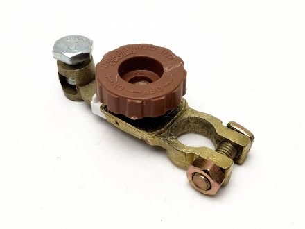 Клема АКБ латунь (-) із вимикачем маси під болт коричнева гайка BALANSA BN-04338