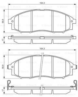 Колодки гальмівні (передние) Nissan Navara/Pick Up 2.4i/2.5 TD 98- BOSCH 0 986 494 152 (фото 1)