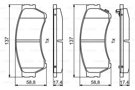 Колодки гальмівні (передні) Mazda 6 07-13 BOSCH 0 986 494 860 (фото 1)