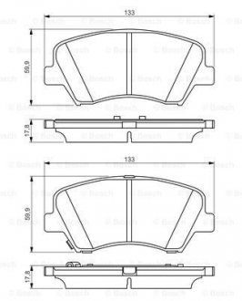 Колодки гальмівні (передні) Hyundai Elantra 10-/ i30 11-/ Kia Cee 12- R15 BOSCH 0 986 495 343 (фото 1)