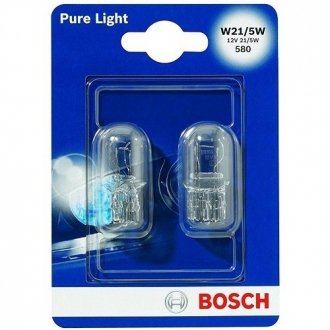 Автолампа W21/5W 12V 21/5W W3x16q Pure Light (без цоколя) BOSCH 1 987 301 079 (фото 1)