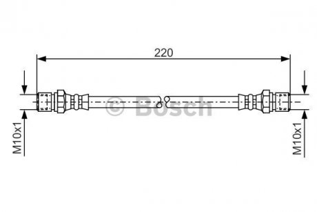 Шланг гальмівний (задній) Daewoo Lanos 1.3/1.5/1.6 97- (d=180mm) BOSCH 1 987 476 090 (фото 1)