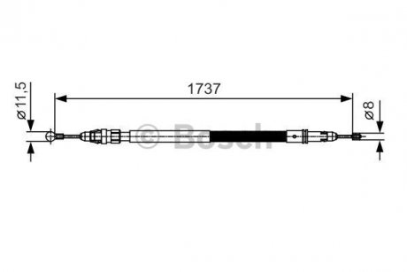 Трос ручника (задній) Citroen Jumpy/Fiat Scudo/Peugeot Expert ll (1737/1591mm) 1.6D/2.0/2.0D 07- BOSCH 1 987 482 008 (фото 1)