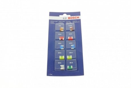 Комплект запобіжників 5A/7,5A/10A/15A/20A/25А/30А (микро) (к-кт 10шт.) BOSCH 1 987 529 078 (фото 1)