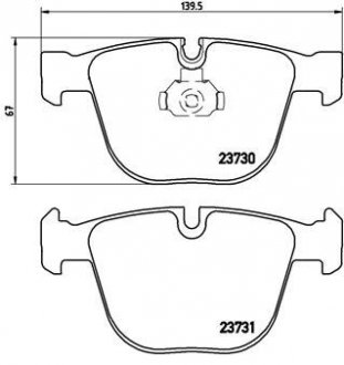 Комплект гальмівних колодок з 4 шт. дисків BREMBO P06026 (фото 1)