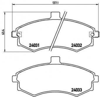 Комплект гальмівних колодок з 4 шт. дисків BREMBO P30020 (фото 1)