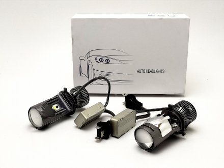 Лампа LED H4 12-24V с линзой 6500K 9000ЛМ 41В (к-т 2 шт) куллер+CAN-модуль DriveX Type H4