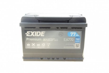 Акумулятор Premium (278×175×190), 77Ач, 760А, R+ EXIDE EA770 (фото 1)