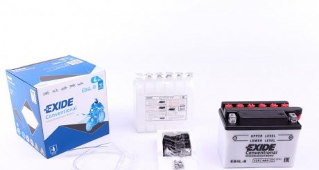 Акумуляторна батарея 4Ah/50A (120x70x92/+R/B0) (мото) (сухозаряджений) EXIDE EB4L-B