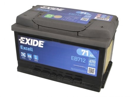 Акумулятор EXCELL 12V/71Ah/670A EXIDE EB712 (фото 1)