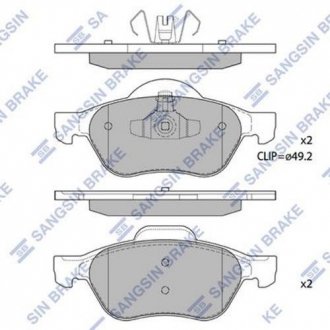 Комплект гальмівних колодок з 4 шт. дисків Hi-Q (SANGSIN) SP1414 (фото 1)