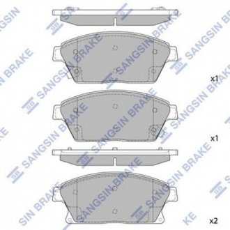 Комплект гальмівних колодок з 4 шт. дисків Hi-Q (SANGSIN) SP1480 (фото 1)