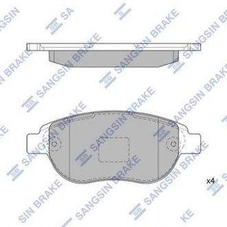 Комплект гальмівних колодок з 4 шт. дисків Hi-Q (SANGSIN) SP2073 (фото 1)