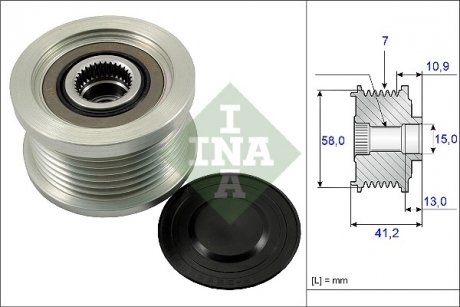 Шків генератора Toyota Land Cruiser Prado 3.0D-4D 00-10 (7PK) INA 535 0173 10 (фото 1)