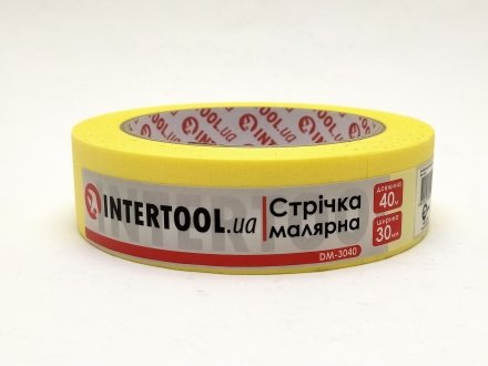 Скотч малярський 30мм, 40м, жовтий Intertool DM-3040 (фото 1)