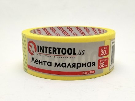 Скотч малярський 38мм, 20м, жовтий Intertool DM-3820 (фото 1)