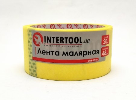 Скотч малярный 48мм, 20м, желтый Intertool DM-4820 (фото 1)