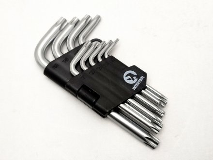 Набор Г-образных ключей звездочки (к-т 9 шт) с отверстием Intertool HT-0604