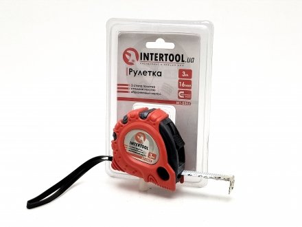 Рулетка із фіксатором 3 м*16 мм Intertool MT-0303 (фото 1)