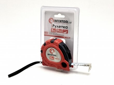 Рулетка із фіксатором 5 м*19 мм Intertool MT-0305 (фото 1)