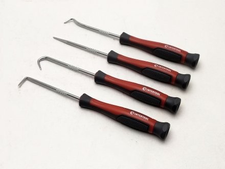 Набор крючков 4 шт (шило, крюк, крюк 45°, крюк 90°) Intertool VT-3338