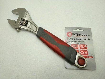 Ключ розвідний 250 мм, ізольована рукоятка, нікелеве покриття Intrertool Intertool XT-0025 (фото 1)