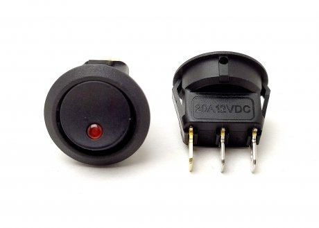 Кнопка ON-OFF круглая, красная с подсветкой КНР Китай 101-Е-8С