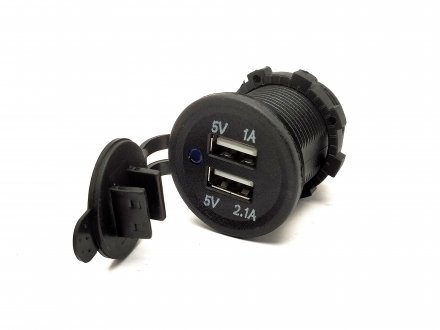 Прикурювач (гніздо) 12/24V 2USB 1-2,1A з кришкою та індикатором КНР Китай LJ-4 с индикатором(2-19) (А 01) (фото 1)