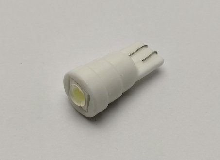 Лампа б/ц LED Т10 12V 1 диод белая керам. цоколь Квант WH-T10-12V-CREE-CERAMIC / 06101