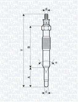 Свічка розжарювання Renault Kangoo 1.9D MAGNETI MARELLI 062900017304 (фото 1)