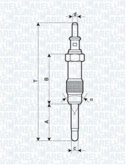 Свічка розжарювання MB Sprinter 2.9TDI OM602 96-00 MAGNETI MARELLI 062900046304 (фото 1)