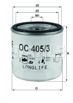 Фільтр масляний Opel Combo 1.6 MAHLE / KNECHT OC 405/3 (фото 1)
