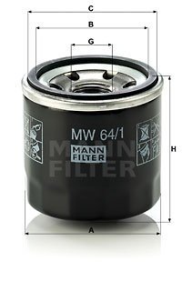 Фільтр масляний Honda CB/CBF/CBR/CTX/GL/NC/Kawasaki GPZ/GTR/Ninja/Yamaha XJ/YZF -FILTER MANN MW 64/1 (фото 1)