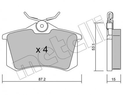 Колодки гальмівні (задні) VW Golf II/III/Passat B2/B3/B4 84-99/Polo 95-01/Peugeot 405 87-97 Metelli 22-0100-0 (фото 1)