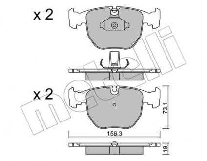 Колодки гальмівні (передние) BMW 5 (E39) 96-04/7 (E38) 94-01/X3 (E83) 06-11 Metelli 22-0559-0 (фото 1)