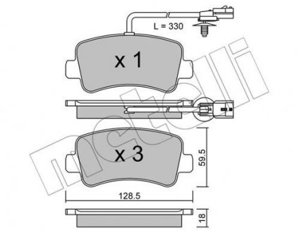 Колодки гальмівні (задние) Renault Master III/Opel Movano B/Nissan NV400 10- (+датчик)(однокатковий) Metelli 22-0899-0 (фото 1)
