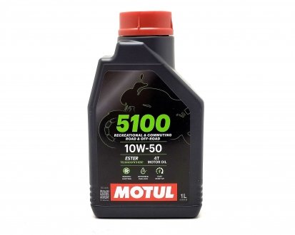 Масло 4Т 1л 10W-50 (мото) 5100 MOTUL 104074 (фото 1)