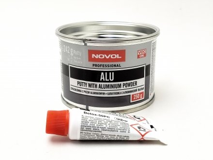 Шпатлевка с алюминиевой пылью 200 гр Alu + отвердитель NOVOL 1160