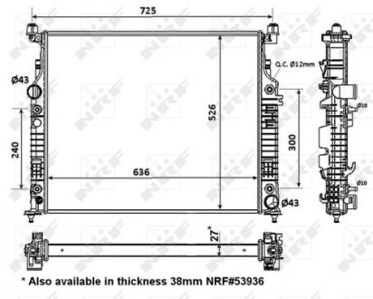 Радиатор охолодження MB ML-class (W164)/Gl-class (X164) 3.0CDI/4.7-5.5 05-12 NRF 56074 (фото 1)