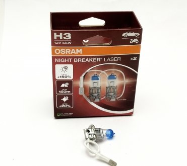 Лампа H3 12V 55W +150 NIGHT BREAKER LASER OSRAM 64151NL-2HB (фото 1)