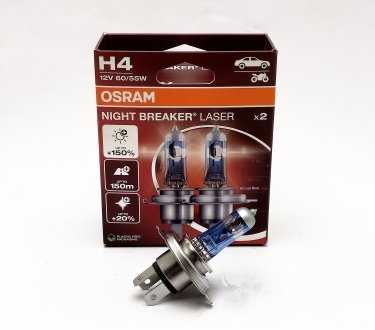 Лампа H4 12V Р43 60/55W +150 NIGHT BREAKER LASER OSRAM 64193NL-2HB/472NL