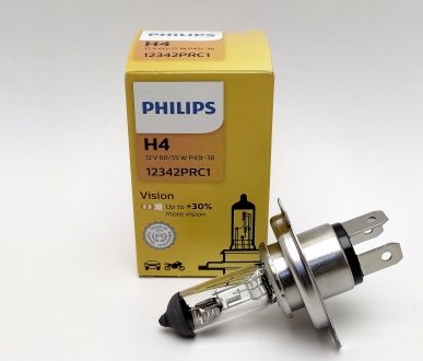 Лампа Н4 12V Р43 60/55W +30 Преміум PHILIPS 12342PRC1 (фото 1)